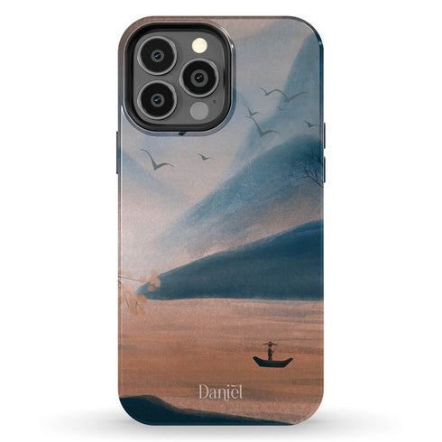 Watercolor Landscape Personalized Name iPhone Case